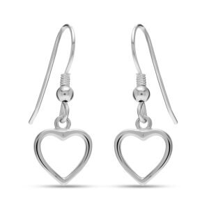 925 Sterling Silver French Wire Love Heart Drop Dangle Earrings for Women